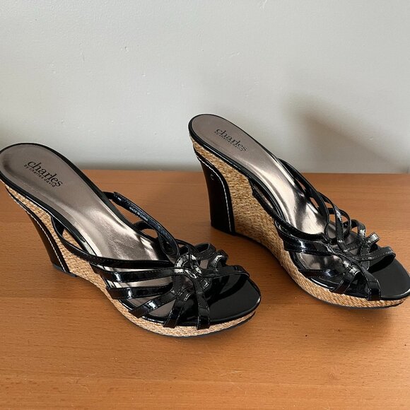 Charles David black wedge sandal - size 10 - never worn - Picture 1 of 4